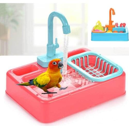 Hot Bird Feeder Automatic Parrot Bathtub Swimming Pool Faucet Parrot Bath Shower Water Dispenser Bird Cage Bathroom Parrot Toys