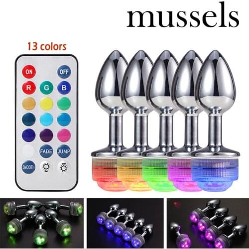 Metal Anal Plug LED Butt Plug With Light Erotic Toys For Couples Sex Prostate Massage Smooth Butt Plug Anal Adult Products