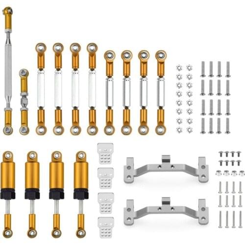 Metal Steering Link Rod Pull Rod Mount Seat Shock Absorber Set for MN D90 MN-90 MN99S 1/12 RC Car Upgrade Accessories
