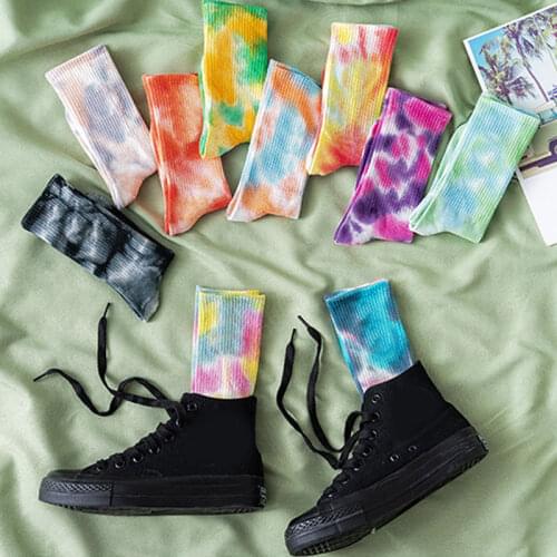 2020 Fashion Hip Hop Skate Socks Calf Length Breathable men Women Cotton Knee-high Funny Cycling Running Hiking Tie Dye Socks