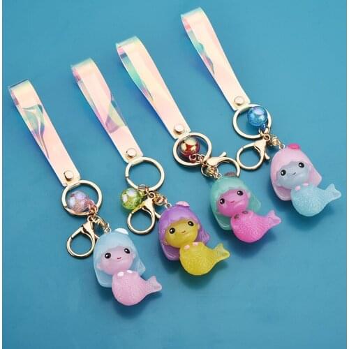 Cartoon Acrylic With Light Luminous Mermaid Keychain Cute Girl Snow White Bag Pendant Small Gift
