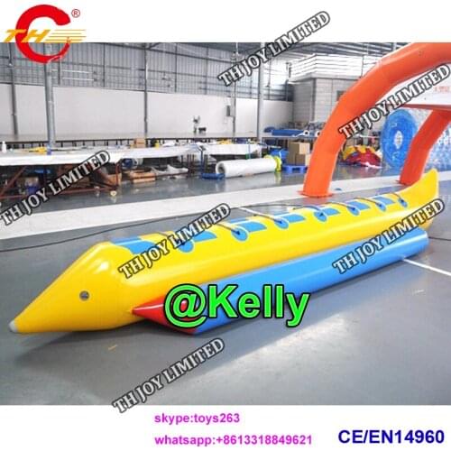 Free air shipping giant Inflatable Banana water sled for sale, durable inflatable banana water flying fish boats for beach party