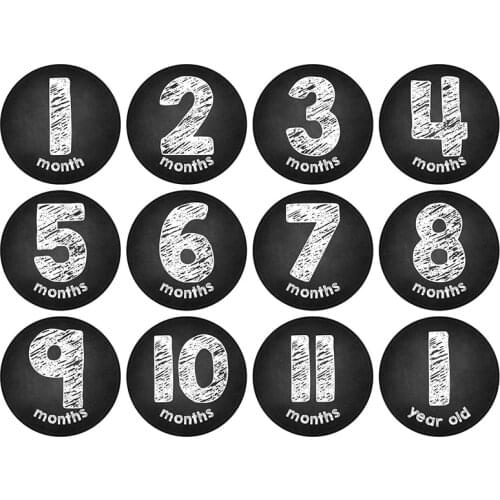 New 12 Pcs/Set Newborn Milestone Memorial Month Stickers Floral Baby Monthly Stickers Gift Photography Commemorative Card Number