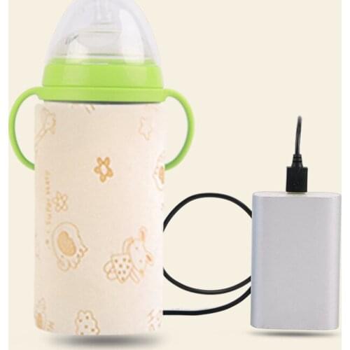 New USB Baby Bottle Warmer Portable Travel Milk Warmer Infant Feeding Bottle Heated Cover Insulation Thermostat Food Heater