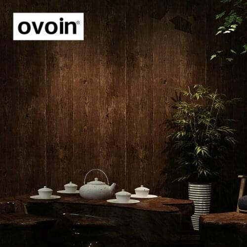 Grey Vintage 3d wood wallpaper Roll Rustic Textured Vinyl Dark Brown Faux Plank Wall Paper For Bedroom Background