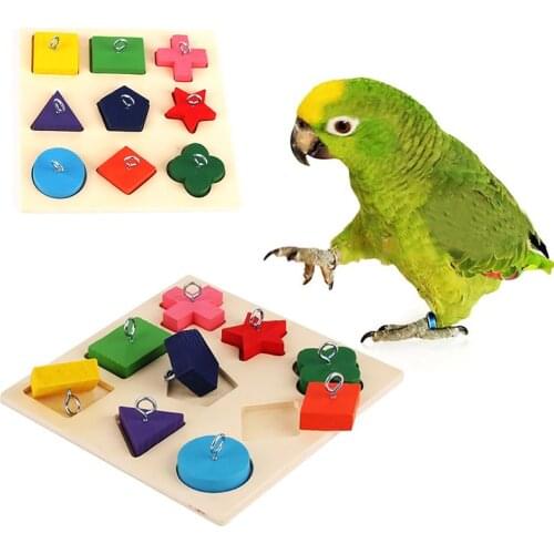 Birds Parrot Educational Toys Wooden Interactive Training Colorful Block Toy Bird Toy Supplies Accessories