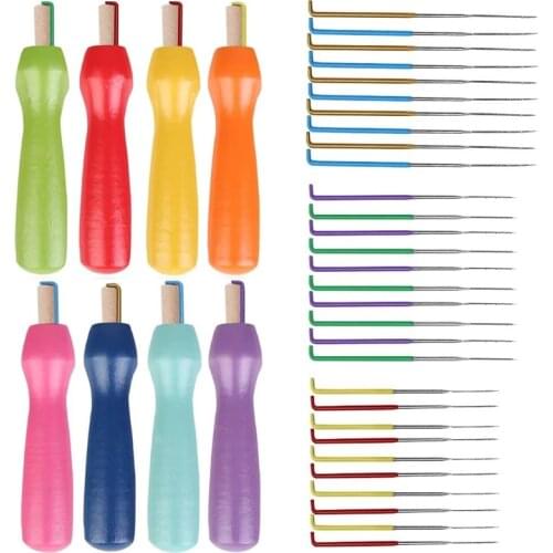 Nonvor 8 Pcs Felting Needles Tools Colorful Wooden Handle Holder Supplies with Color Coded Wool Felt DIY Starter Fabric Craft