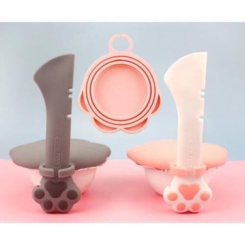 Silicone Canned Lid Fresh-keeping Food Can Cover Multifunction Pet Canned Spoon Jar Opener Cat Dog Feeder Shovel Pets Tableware