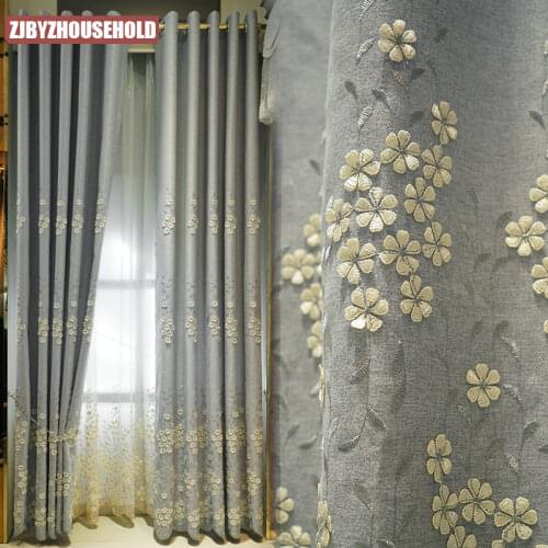 Modern Minimalist Living Room with Embroidered Curtains Bedroom Curtains Tian Yuanqing New Atmosphere