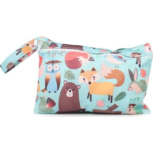 Baby Diaper Bag Printed Waterproof Wet Dry Nappy Zipper Handbag Stroller Pack