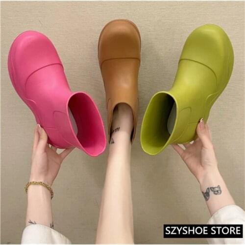 SZYSHOE STORE Womens Boots 2021 New Fashion Short Boots Slip Wear Colorful Waterproof Fashion