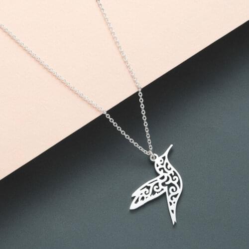 Todorova Origami Animal Hummingbird Necklace Men Jewelry Flying Bird Long Necklace Bird Lover Gifts for Women Statement Necklace