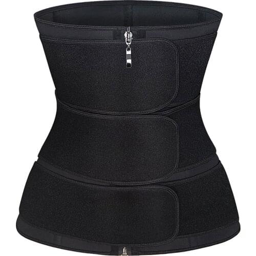 Three Belt Neoprene Waist Trainer Shaper Corset Underbust Bustier Zip Up Slimming Cincher Gridle Belt Triple Belt Gorset Korsett