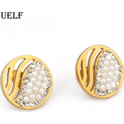 Uelf Fashion Cubic Zirconia Fancy Crystal RoundFlower Stud Earrings for Women Girls Jewellery Valentine Day Gift Bohemia Bijoux