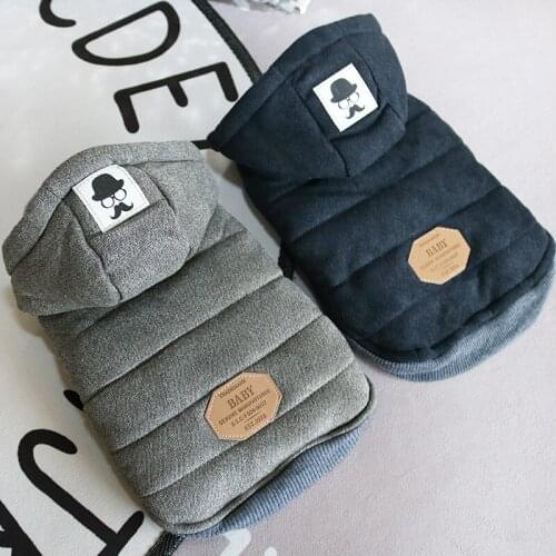 Winter Dog Clothes Hoodie Coat Moustache Cotton Coat Thicken Warm Clothes for Small Dogs Autumn Jacket Coat Puppy Sweater Dogs