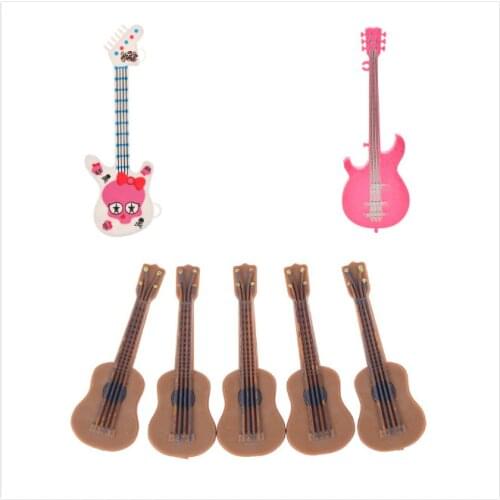 1/12 Scale Dollhouse Miniature Musical Guitar For Girls Dolls Accessories Christmas Childrens Day Gifts