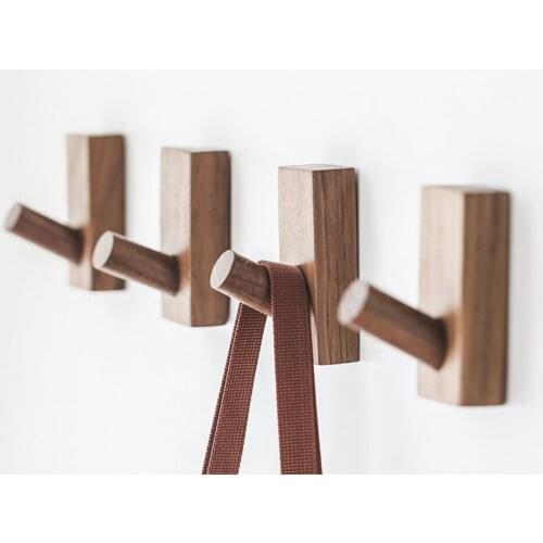 1 Pcs Multi-Purpose Natural Wooden Hook Back Door Hanger Bag Hats Wall Mounted Storage Hanging Rack Key Holder