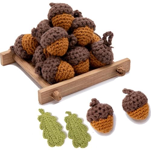 10pc Wooden Crochet Beads Leaves Chewable Beads DIY Wooden Teething Knitting Beads Jewelry Crib Sensory Toy Baby Teether