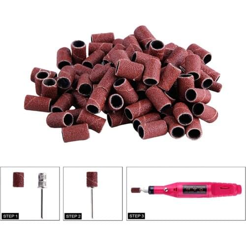 100pcs/Set Sanding Band Nail Drill File Bit Ring Milling Cutter Manicure Electric Machine Drill Nail Art Tools Accessories