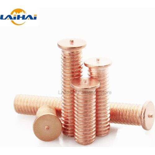 2/50pc M3 M4 M5 M6 M8 M10 Carbon Steel Copper Plated Stud Weld Spot Welding Screw Solder Point Nail Bolt for Capacitor Discharge