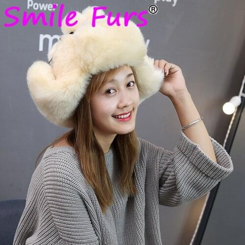 Qearlstar Fashion Women Faux Rabbit Fur Russian Winter Hats Warm Cap Bomber Hats Earmuffs Earflap Ski Outdoor Winter Cap DW24