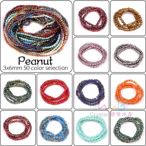 210pcs Crystal Jewelry DIY Making Bracelets 3*8mm Small Peanut Beads With Bone shape Plated Glass Smooth Beads Wholesale In Bulk