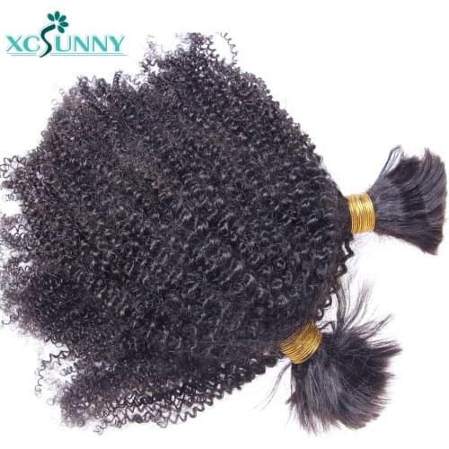 Afro Kinky Bulk Human Hair For Braiding No Weft Remy Brazilian Kinky Curly Hair Bundles Extension 2/3/4Pcs A Lot xcsunny
