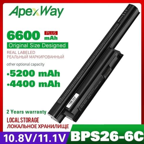 ApexWay 11.1V VGP-BPL26 VGP-BPS26 VGP-BPS26A Laptop Battery For Sony Vaio SVE14A SVE15 SVE17 VPC-CA VPC-CB VPC-EG VPC-EH