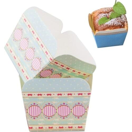 Cupcake DIY Paper Cups Square Cake Cup for Fruit Pies Ice Cream Mold Muffin Baking Cups Disposable Paper Boxes Bakeware Tools