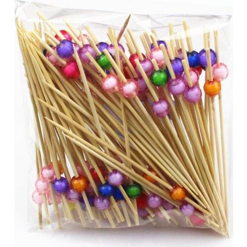 100Pcs 12Cm Acrylic Beads Fruit Fork Sticks Buffet Cupcake Toppers Cocktail Forks Wedding Festival Decorations Birthday Party