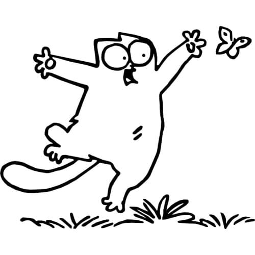 Dawasaru Cat with Butterfly Cartoon Car Sticker Sunscreen Decal Laptop Suitcase Motorcycle Auto Accessories PVC,25cm*15cm