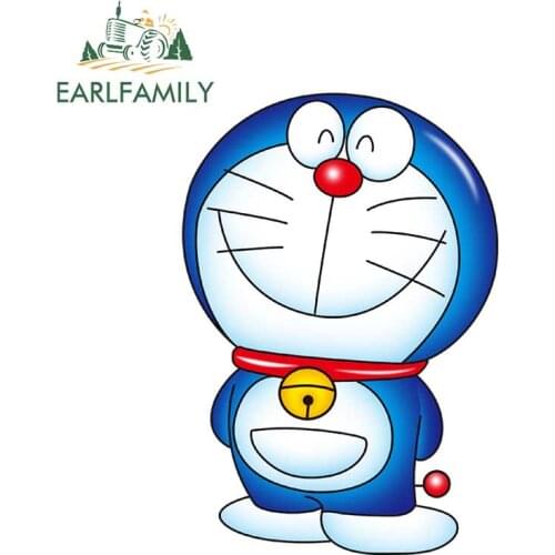 EARLFAMILY 13cm x 8.9cm Doraemon Graphics Car Stickers Vinyl Car Warp Waterproof on Motorcycle Car Body Bumper 3D Decals