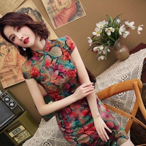 Stretchable Qi Pao Chinese Dress Flexible Oriental Style Dresses 4XL Cheongsam 2021 New Clothes Elastic Force Chipao Pretty