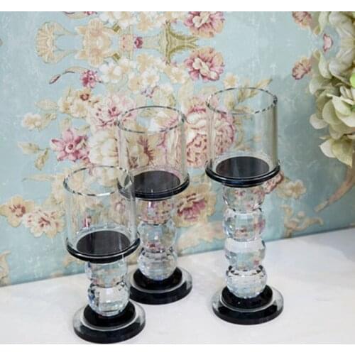 European Crystal Glass Candle Holders Christmas Candlestick Wedding Table Centerpieces Candelabra Home Decoration Accessories