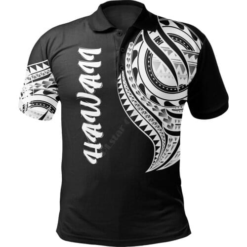 Hawaii Polo Shirt Hawaii Tatau White Patterns 3D Printed Polo Shirt Men for Women Short Sleeve Summer T-shirt