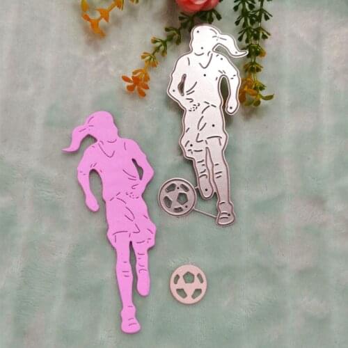 Play football, girl Metal Cutting Dies for DIY Scrapbooking Album Paper Cards Decorative Crafts Embossing Die Cuts