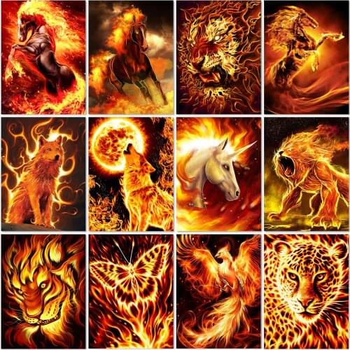 New 5D Diy Colorful Diamond Painting Horse Lion Diamond Embroidery Wolf Animal Mosaic Cross Stitch Rhinestone Picture Home Decor