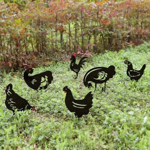 Chicken Yard Art Metal Hen Acrylic Hollow Out Chicken Ornaments Garden Lawn Hen Statues Yard Decor Garden Backyard Decorations