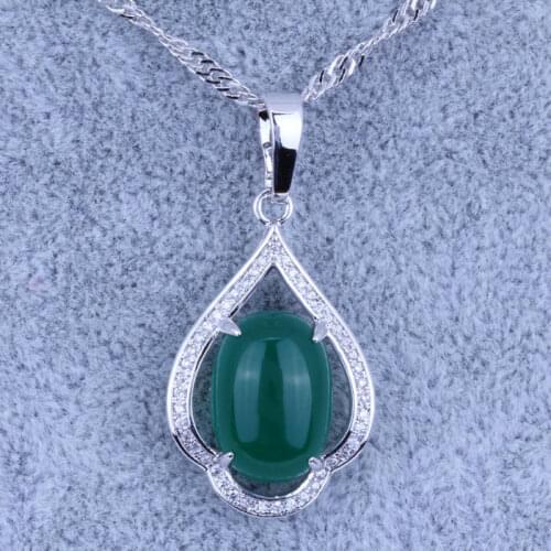 Love Monologue Unmatched Green Simulated Gemstones & White Cubic Zirconia Silver Color Necklace Pendants X0336