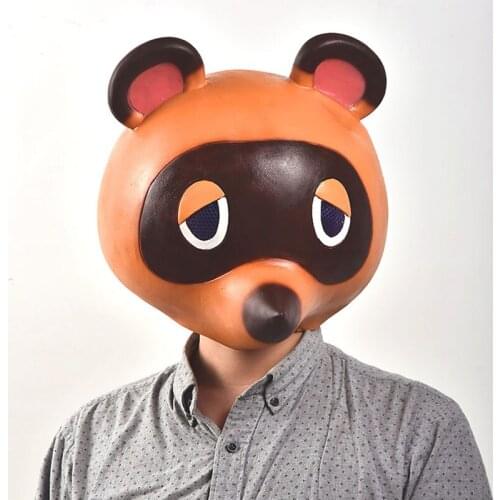 Animal Crossing Tom Nook Mask Cosplay Cute Leopard Cat Latex Masks Helmet Halloween Party Costume Cosplay Props Drop Ship