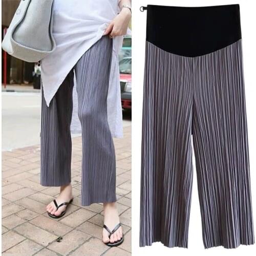 Maternity Fashion Wide Leg Pants Women High Waist Loose Pants Elegant Office Ladies Trousers Pregnant Women Pant