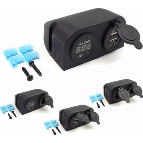 12V DIY Module Panel 5V 2.1A 2USB Power Charger,Cigarette Lighter Socket,Voltmeter for Car Truck Motorcycle Boat ATV