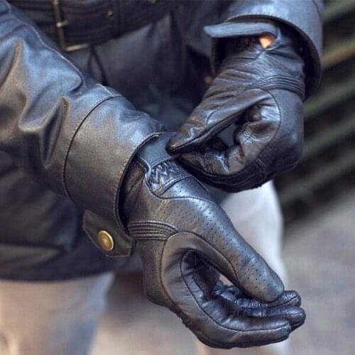Motorcycle Genuine Leather Touch Screen Gloves Motocross Guantes Motorbike Scooter Street Moto Black Luvas