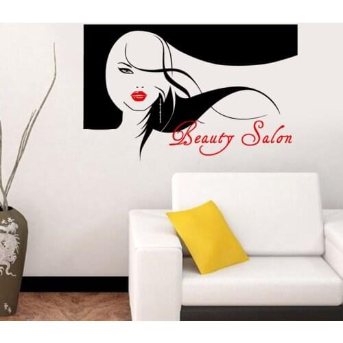 Beauty Salon Sticker Hair Salon Wall Decal Barber Shop Scissor Vinyl Window Decals Decor Mural Hairdresser Glass Sticker