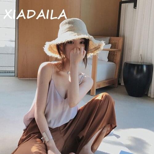 Womens Big Brim hair edge breathable straw hat summer sunshade sunscreen fishermans hat Beach Hat