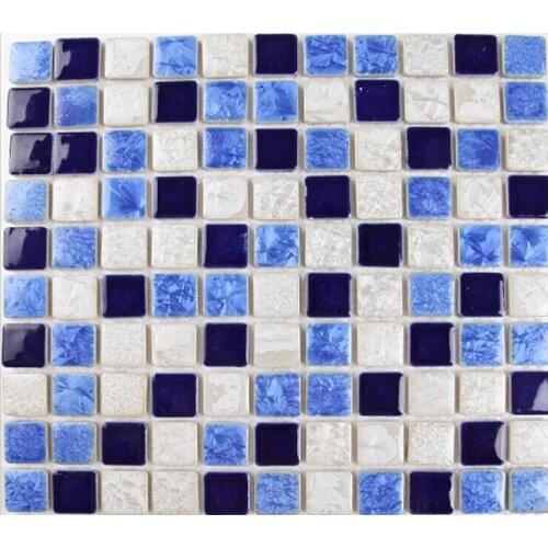 Navy Blue Sky White Porcelain Ceramic Mosaic Tile for kitchen backsplash bathroom Swimming Pool Garden Wall tile, Floor Tile