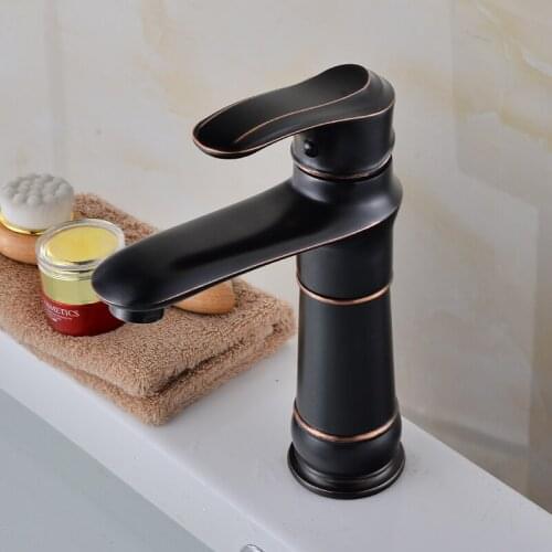 Vidric Basin Faucets Black Color Wash Basin Tap Bathroom Faucets Sink Tap Single Handle Faucet for Bathroom Deck Mounted Mixer C