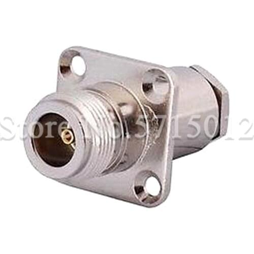 1Pcs N-KF-3 Famale Mounting Socket with Flange Four-hole Fixed Connector For Connect RG58 RG400 RG195 Cable Pure Copper
