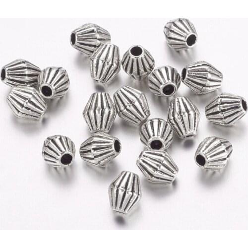 2000pcs 6x5mm Antique Silver Tibetan Silver Bicone Loose Spacer Beads for jewelry DIY making, Lead Free & Cadmium Free F60