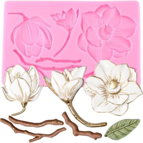 3D Camellia Flower Silicone Mold Cupcake Topper Fondant Molds Cake Decorating Tools Polymer Clay Candy Chocolate Gumpaste Moulds
